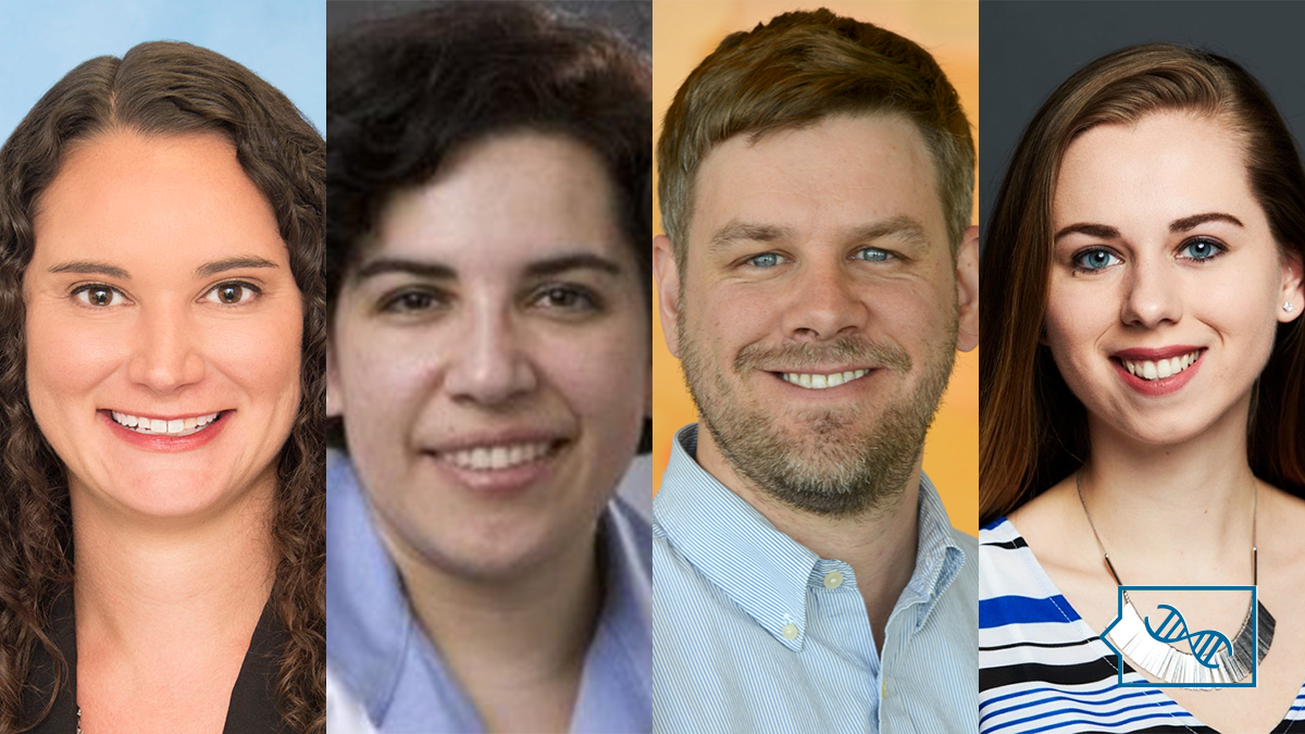 A grid of four professional headshots featuring the images (from left to right) of Dr. Amanda Barone Pritchard, Dr. Loren Pena, Dr. Austin Larson, and Kira Dineen.