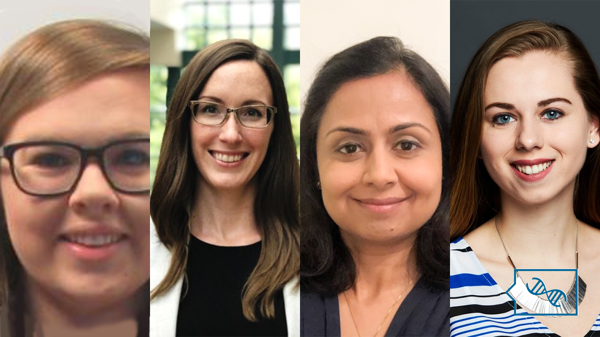 A grid of four professional headshots featuring the images (from left to right) of Erin Wadman, Brittney Johnstone, Vishakha Tripathi, and Kira Dineen.