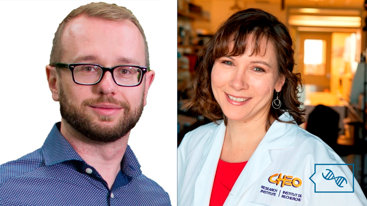 Two professional headshots (from left to right) of Dr. Pawel Buczkowicz and Dr. Kym Boycott overlaid with the PhenoTips Speaker Series Logo.
